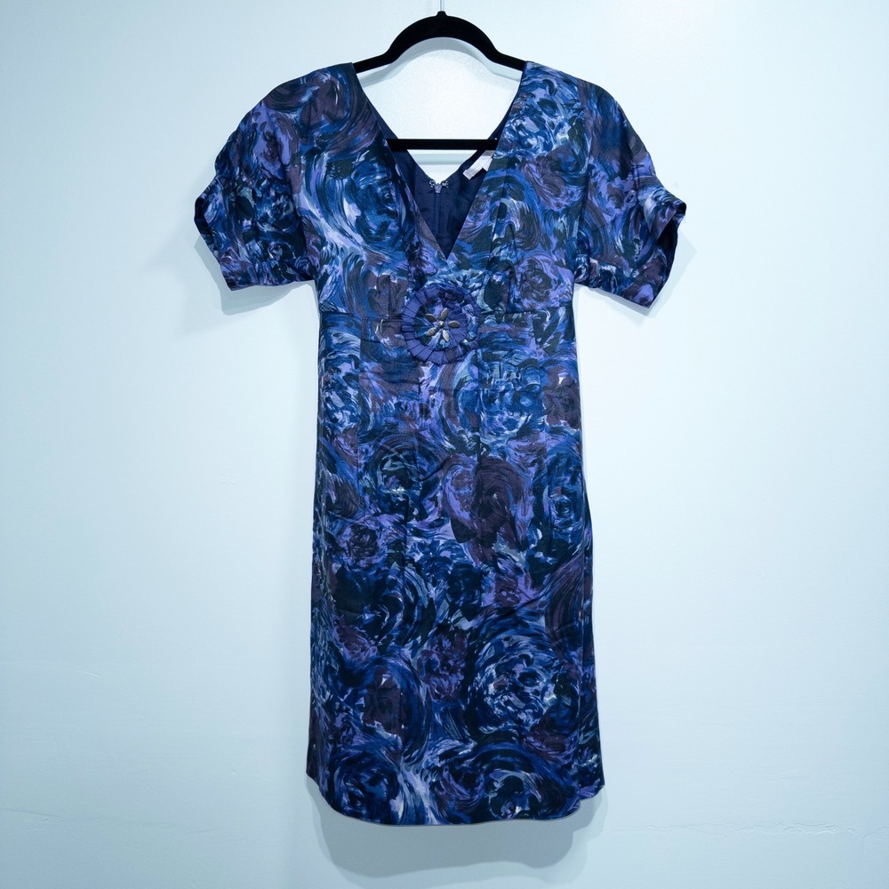 Rebecca Taylor Purple Floral Silk Dress‎ Size 2 NWT